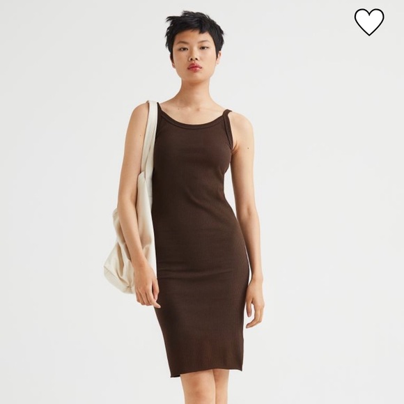 h and m ribbed jersey dress H&M Ribbed Jersey Dress Dark Brown Size M